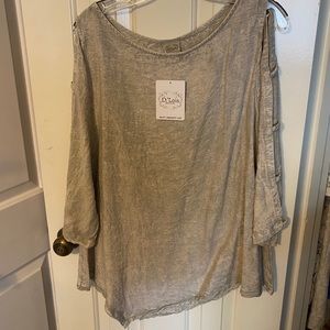 NWT Et Lois gray women’s 3/4 sleeve blouse size M